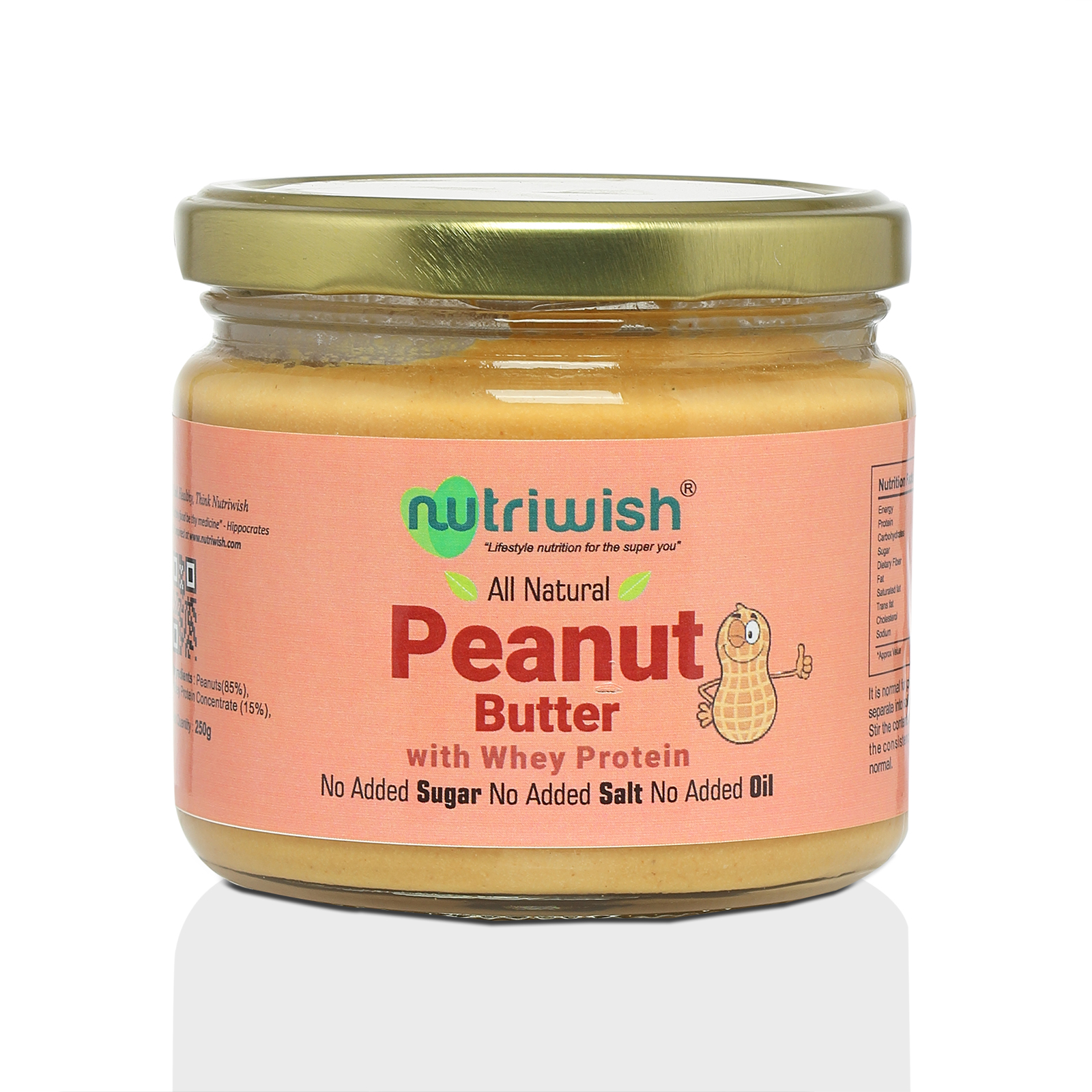 Nutriwish Peanut Butter with whey protein, 250g