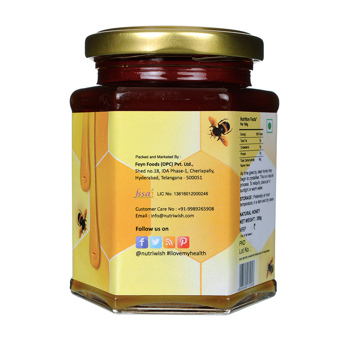 NUTRIWISH 100% Pure Honey - Infused With Lemon, 350 gm