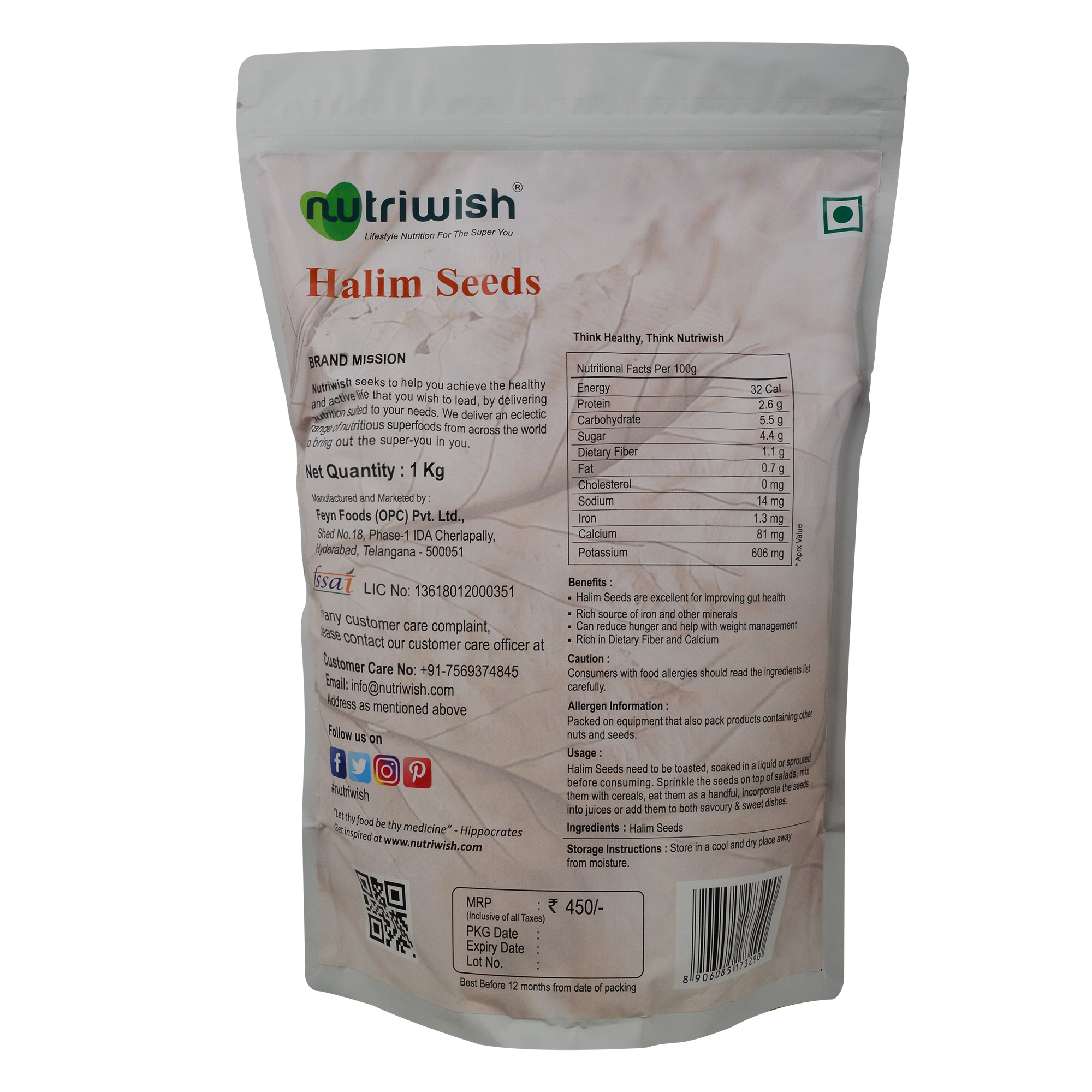 Nutriwish Halim Seeds, 1 Kg