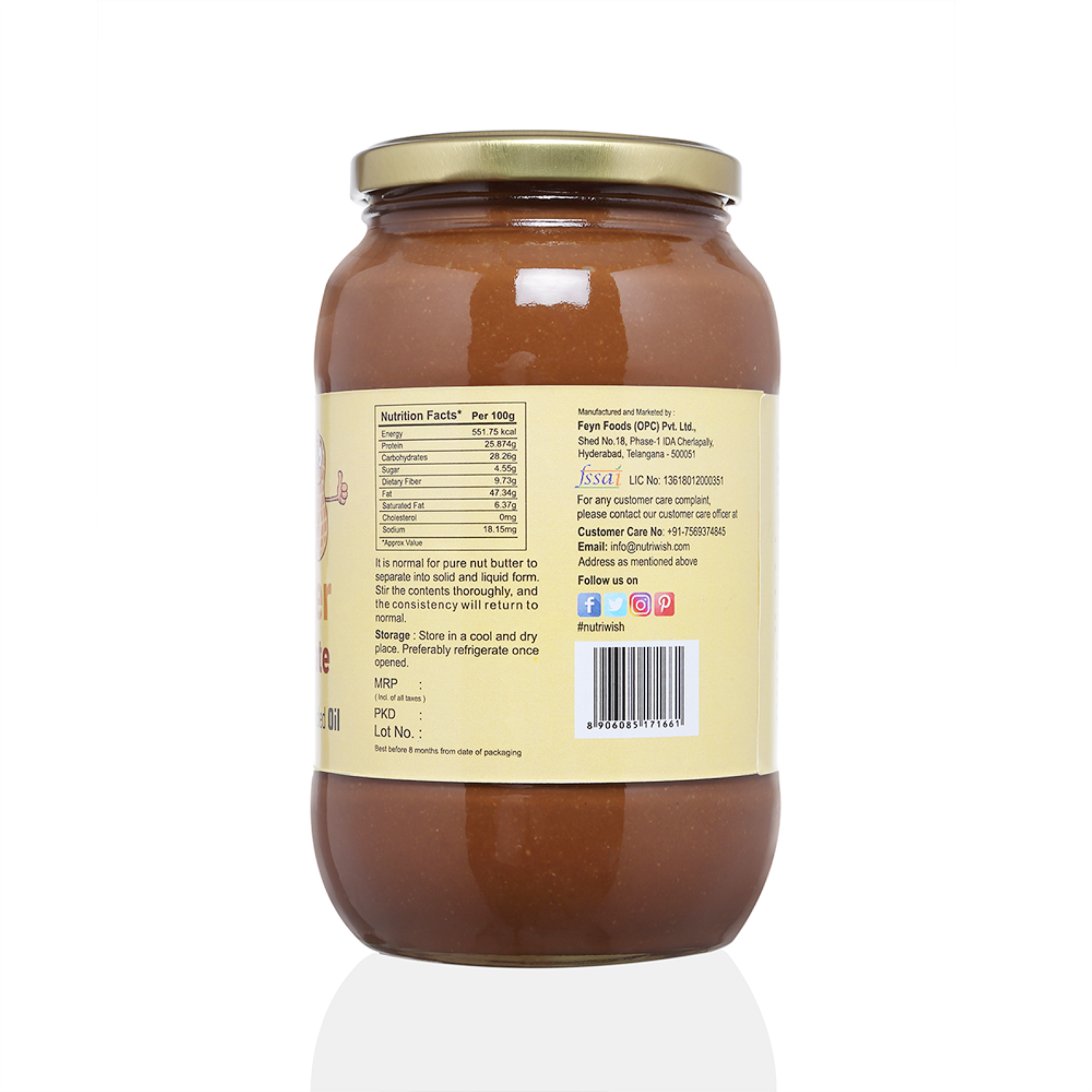 Nutriwish Peanut Butter with Dark chocolate, 1 Kg