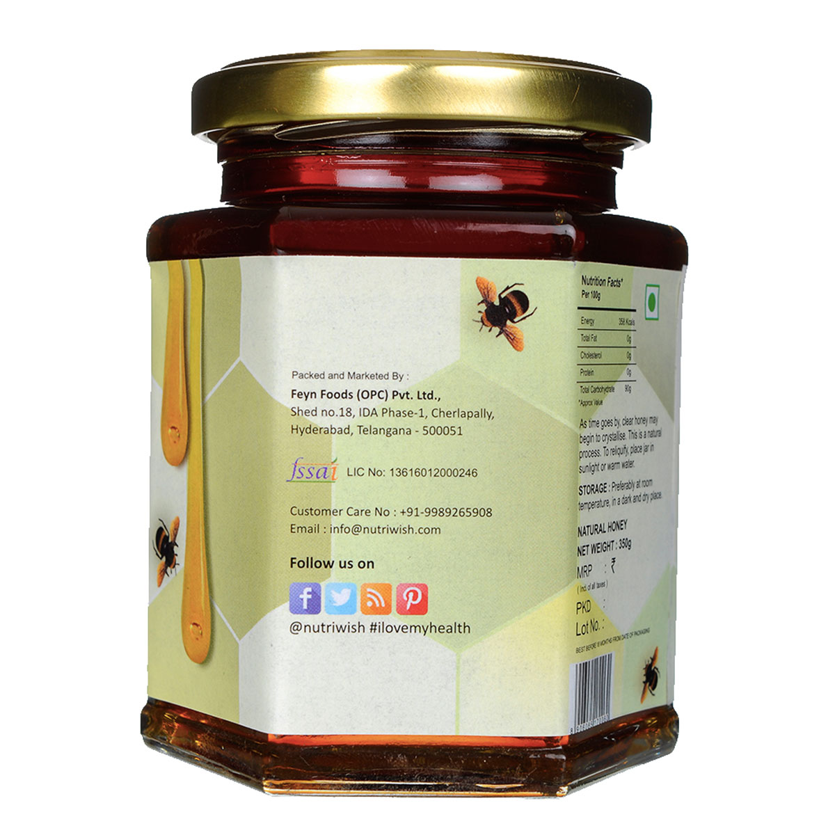 NUTRIWISH 100% Pure Honey - Infused With Litchi, 350 gm