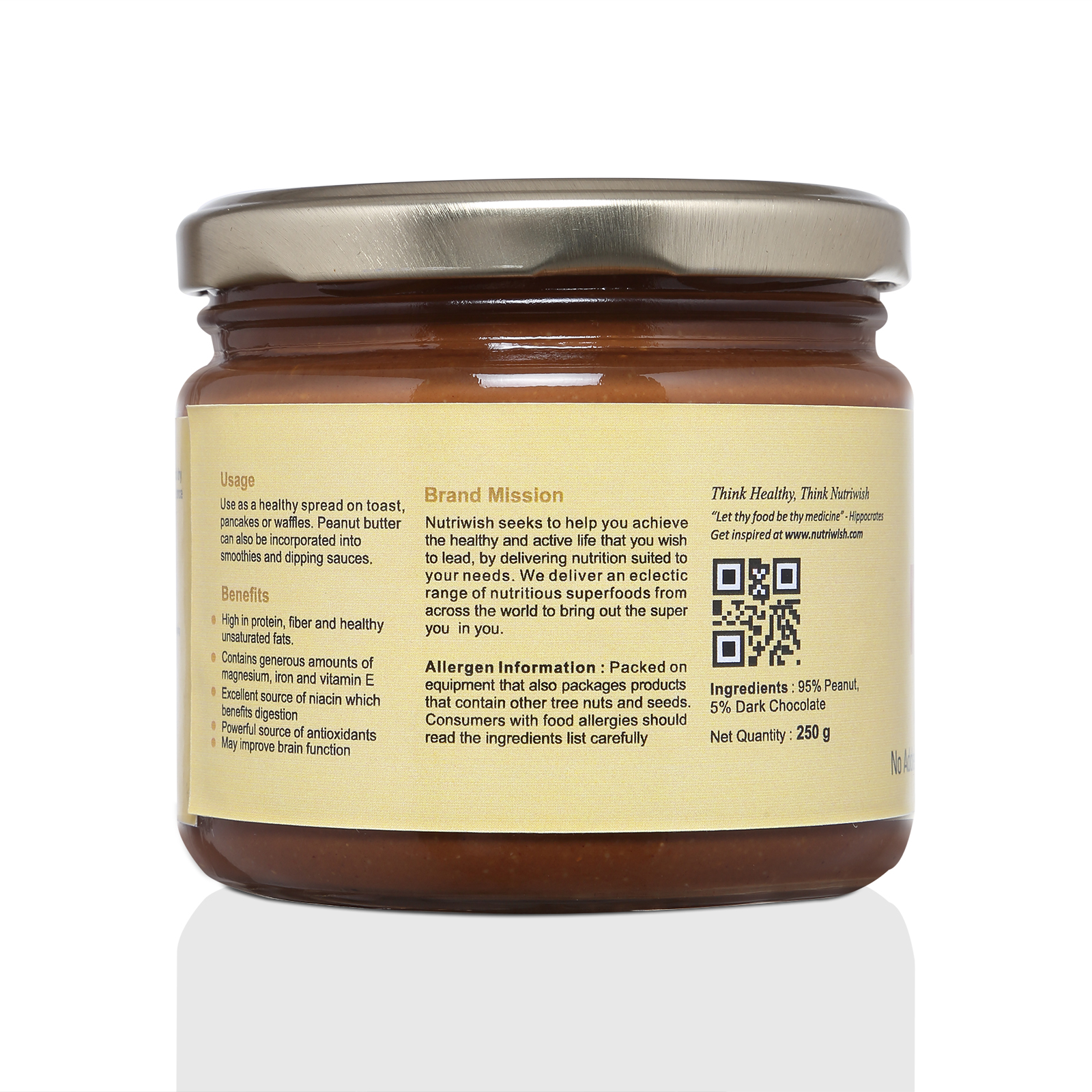 Nutriwish Peanut Butter with Dark chocolate,  250g