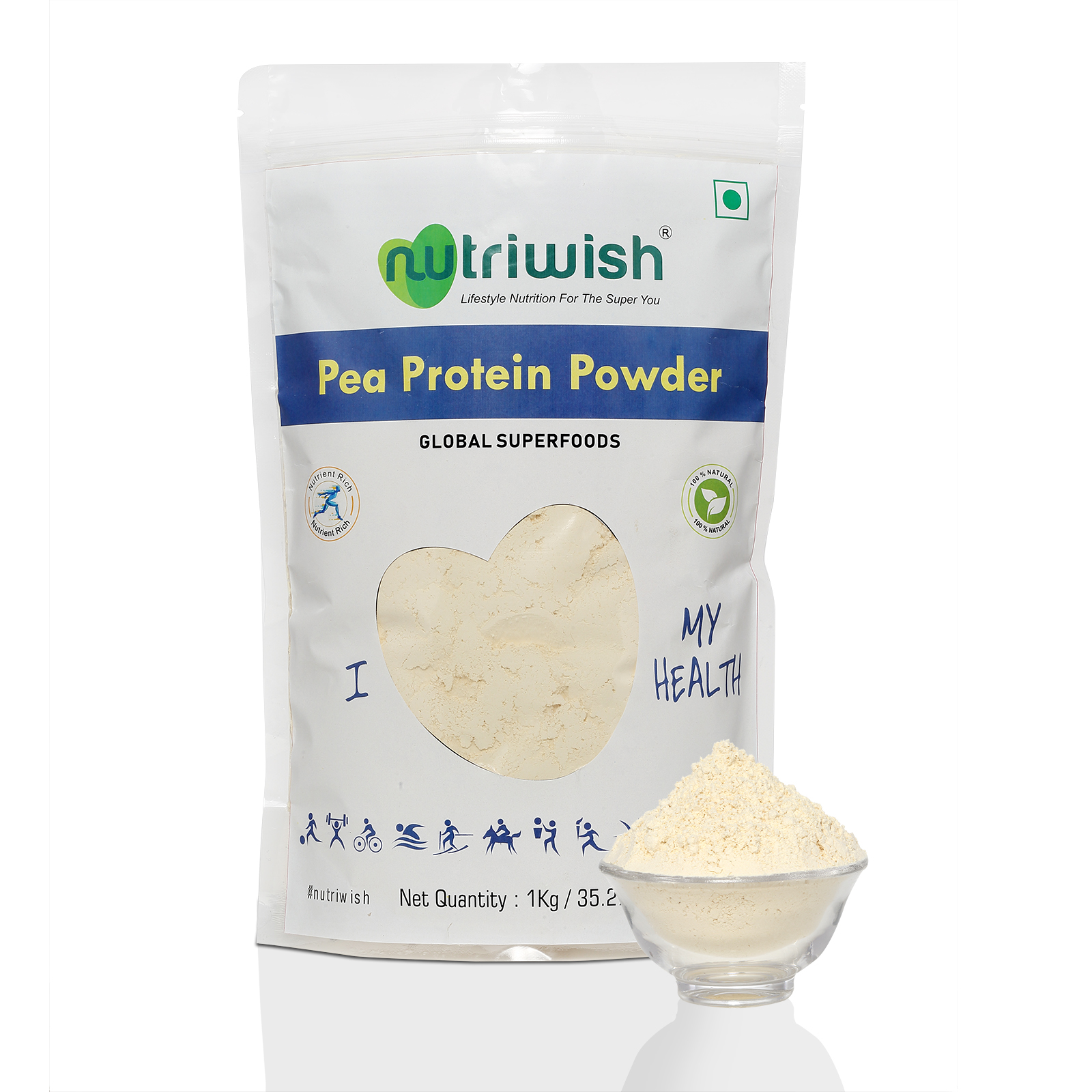 Nutriwish Pea Protein Powder, 1 Kg