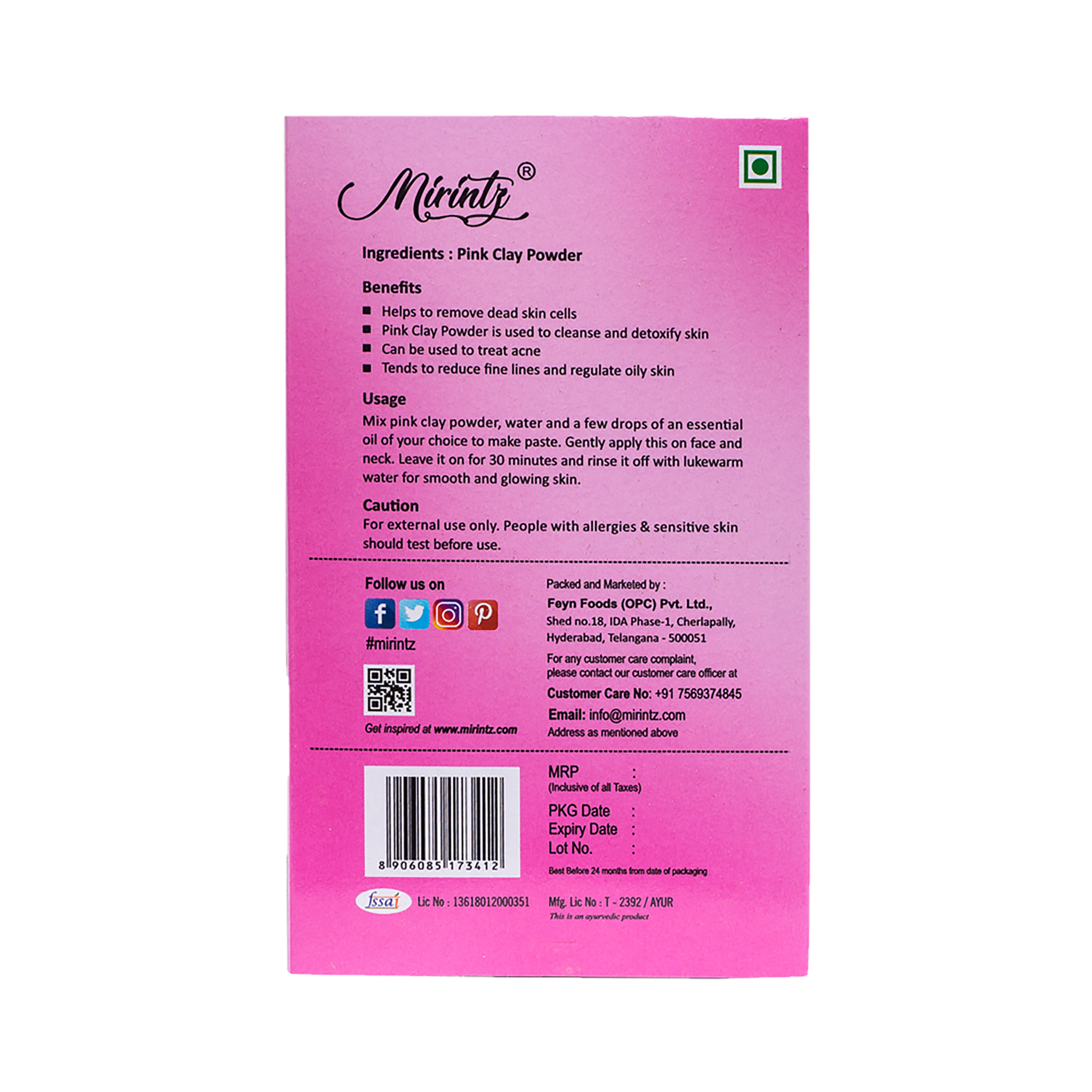 Pink Clay Powder 100g