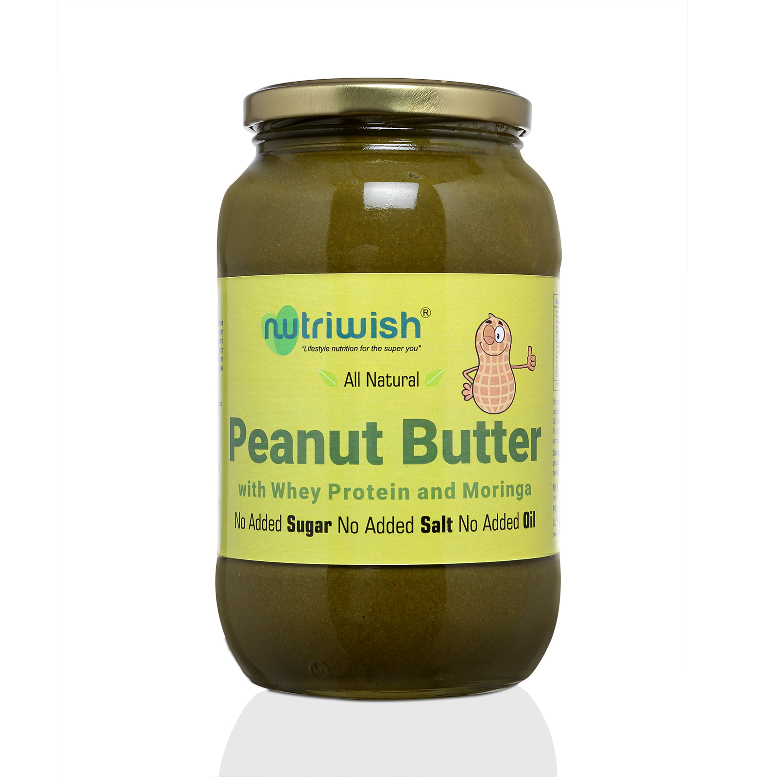 Nutriwish Peanut Butter with Whey Protein and moringa, 1 Kg