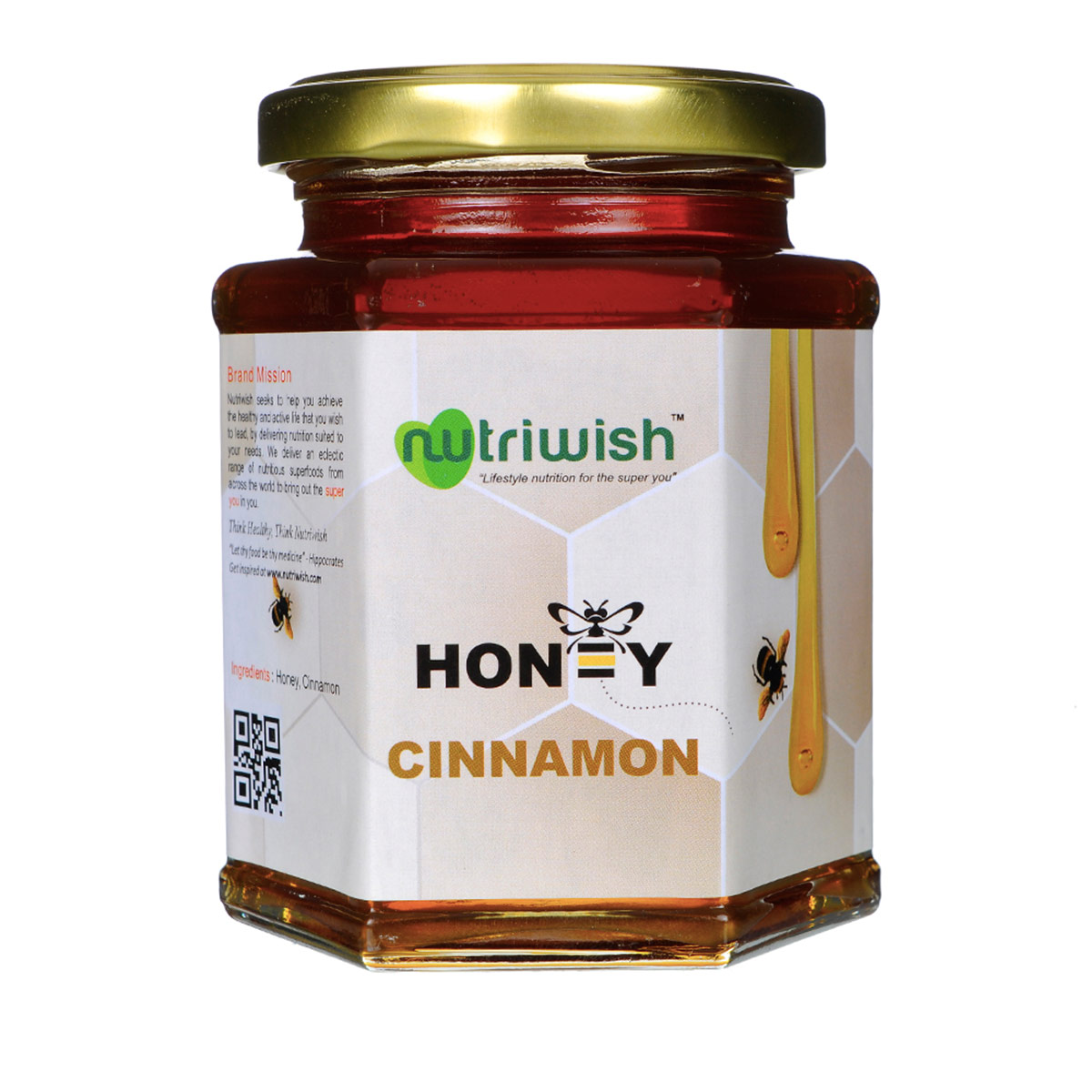 NUTRIWISH 100 % Pure Organic Honey - Infused With Cinnamon, 350 gm