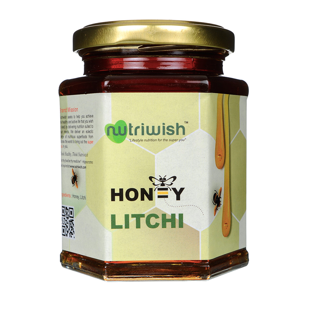 NUTRIWISH 100% Pure Honey - Infused With Litchi, 350 gm
