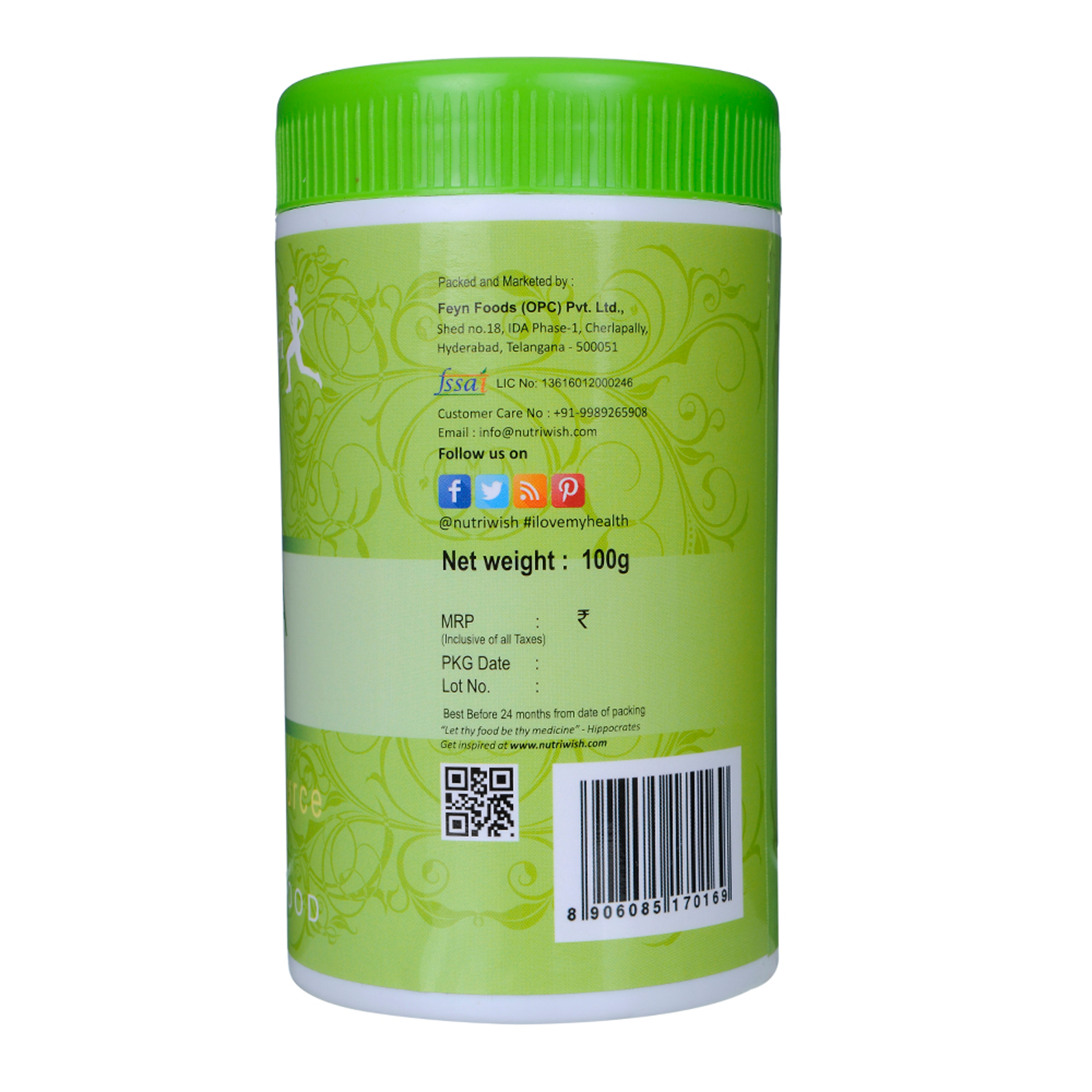 NUTRIWISH Powder - Spirulina, 100 gm