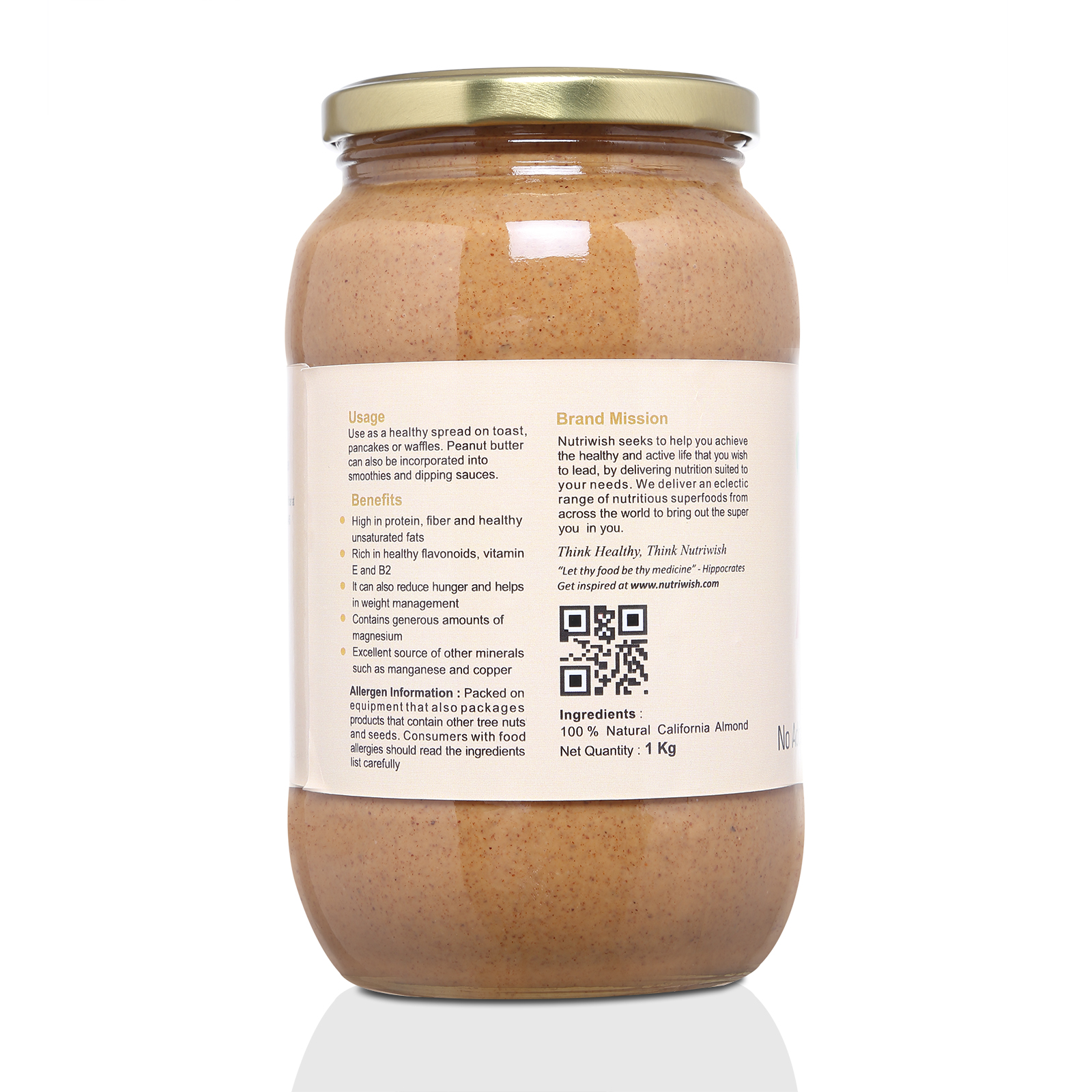 Nutriwish Almond Butter, 1 Kg
