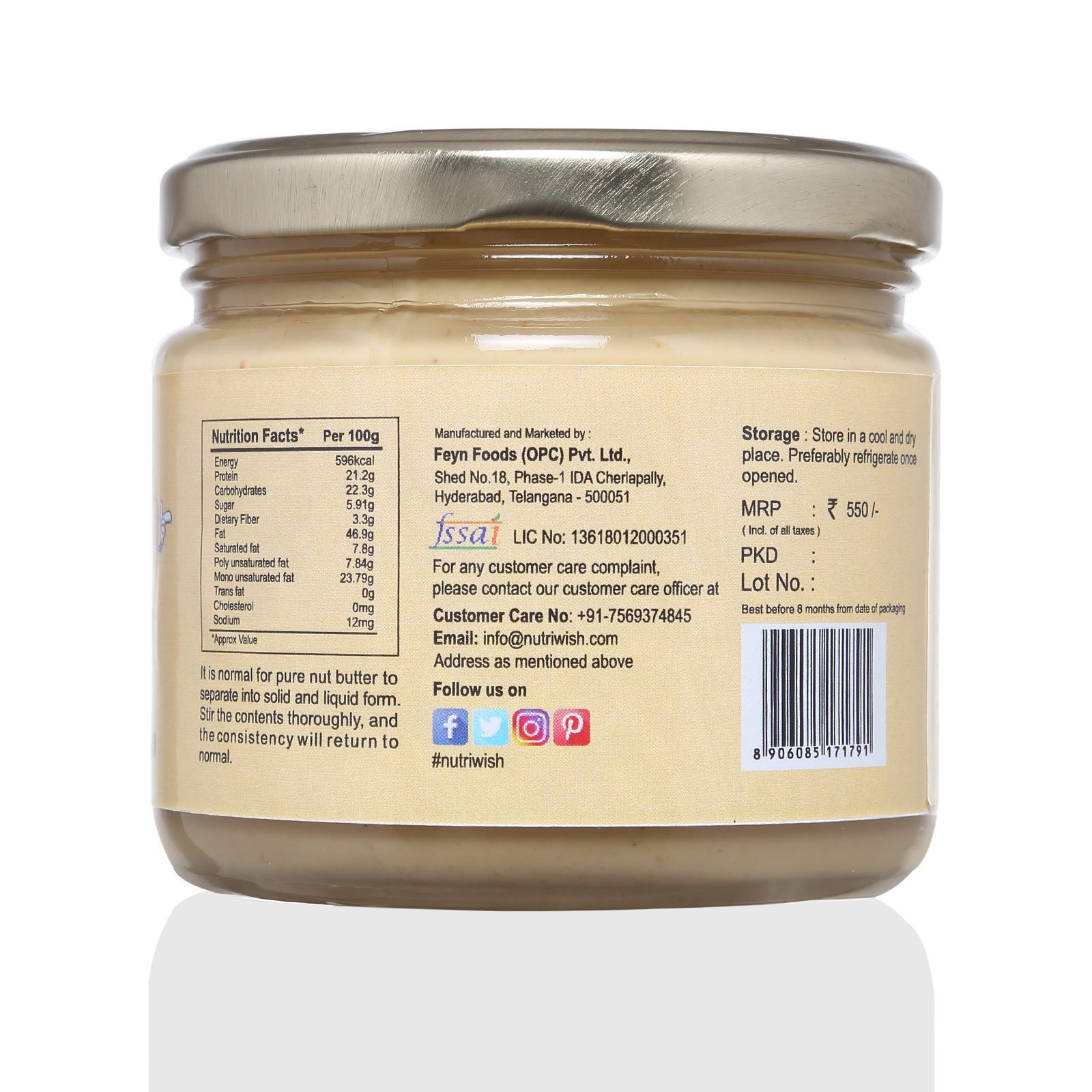 Nutriwish Cashewnut Butter, 250g