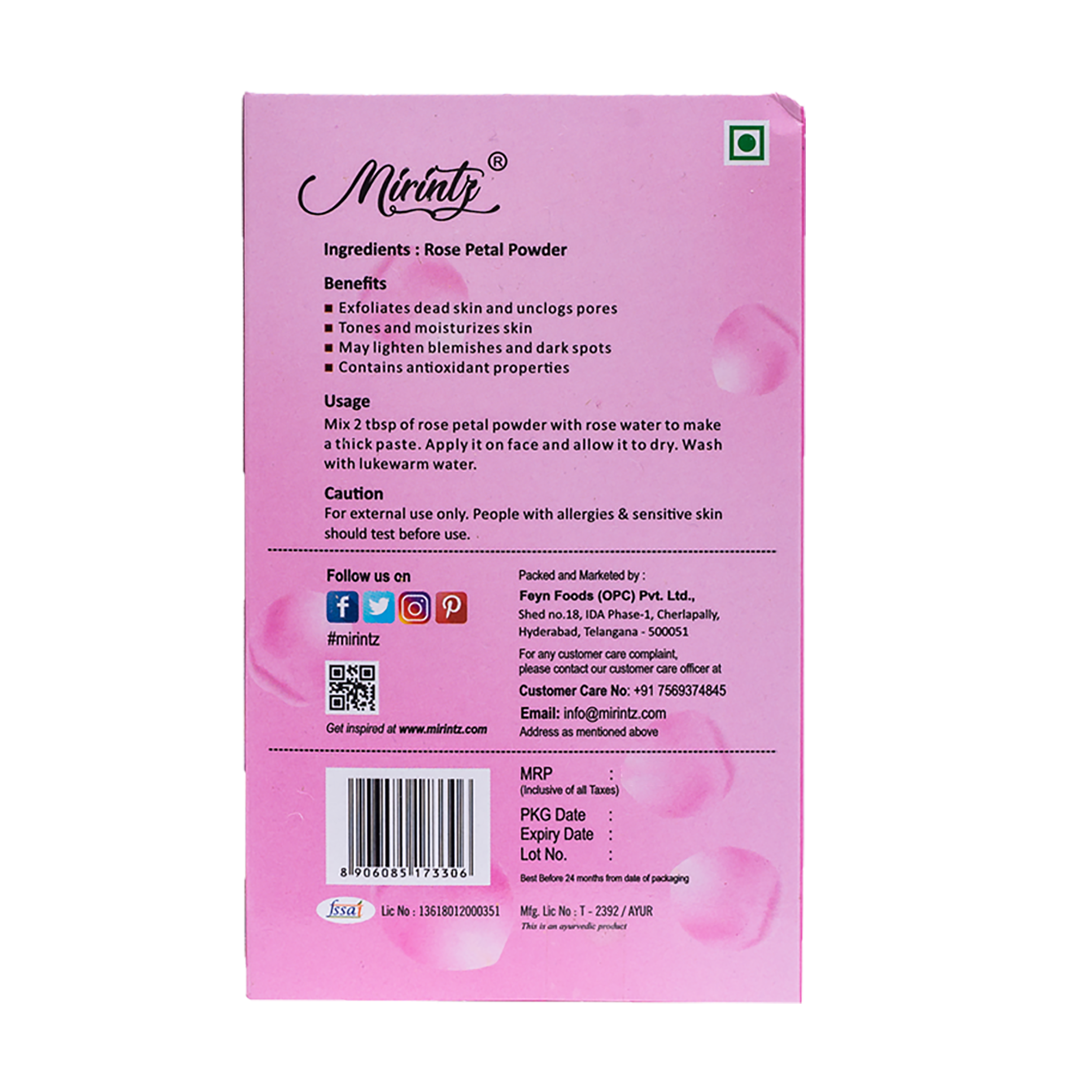Rose Petal Powder 100g